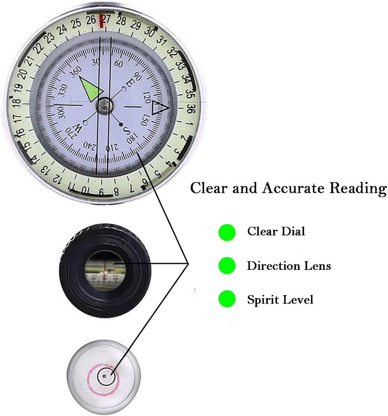COTOUXKER Compass, Hiking Compass for Survival with Lensatic – Water-Resistant Durable and Pocket-Sized - Image 4